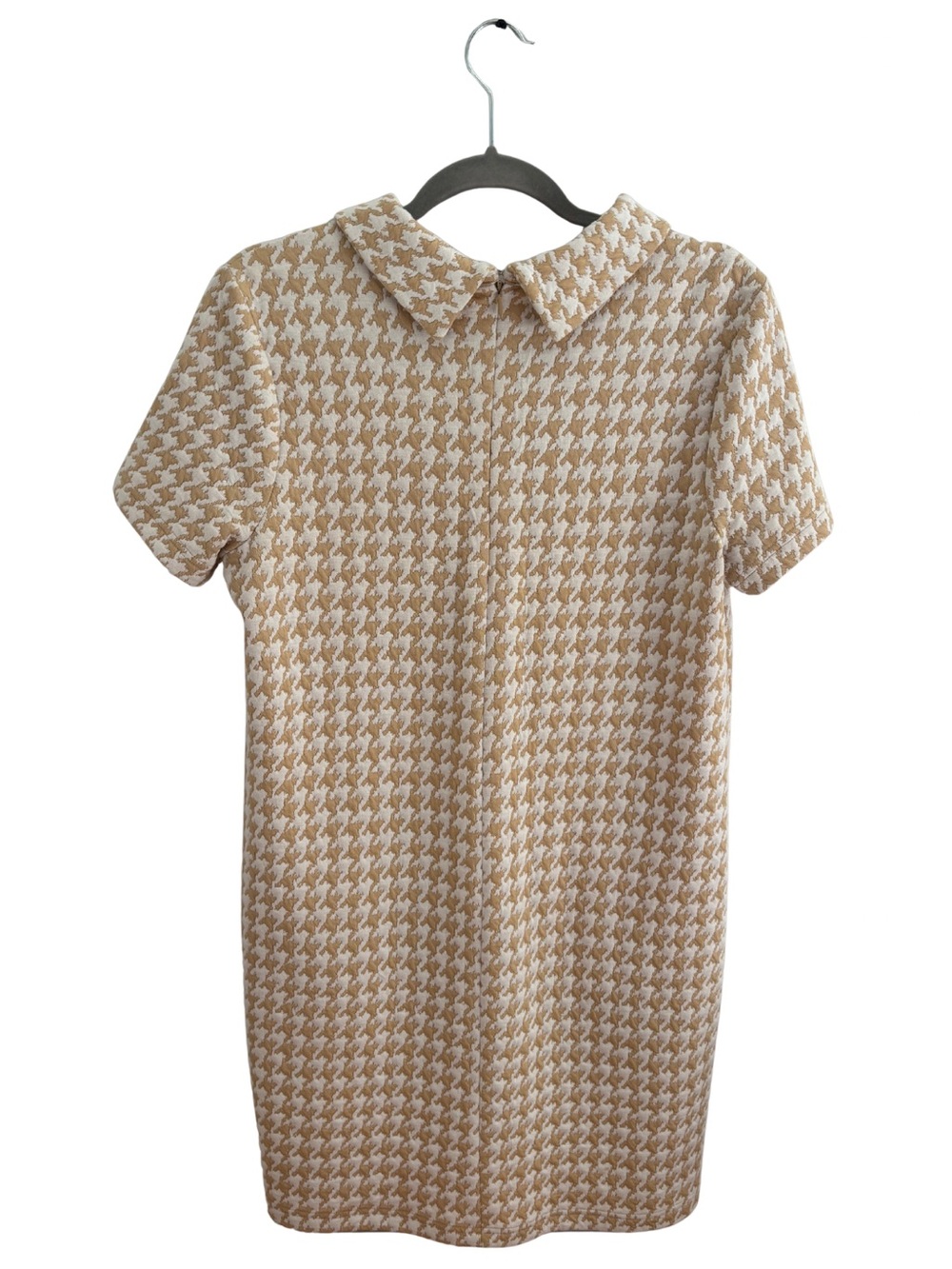 Tyler Boe Short Sleeve Houndstooth Dress - Cream & Tan - Picture 3 of 6